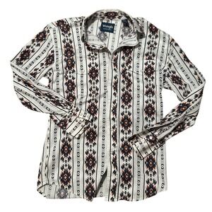Wrangler Western Shirt Mens Small Aztec Southwestern Pearl Snap Long Sleeve